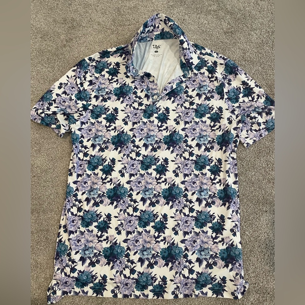 1764 Signature Men's Blue Floral Polo Shirt